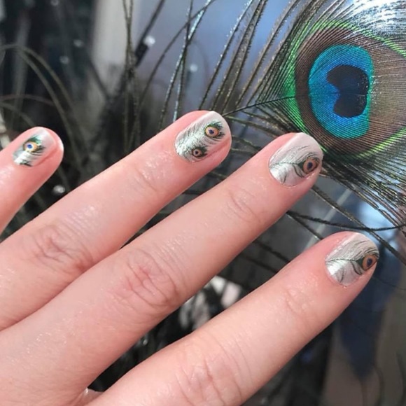 Color Street Other - *Rare, HTF* Color Street: Peacock Throne | White Shimmer Feather Plumes Green